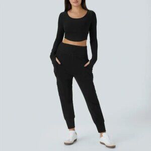 EUC - Halara High Waisted Foldover Pocket Harem Ribbed Cargo Joggers